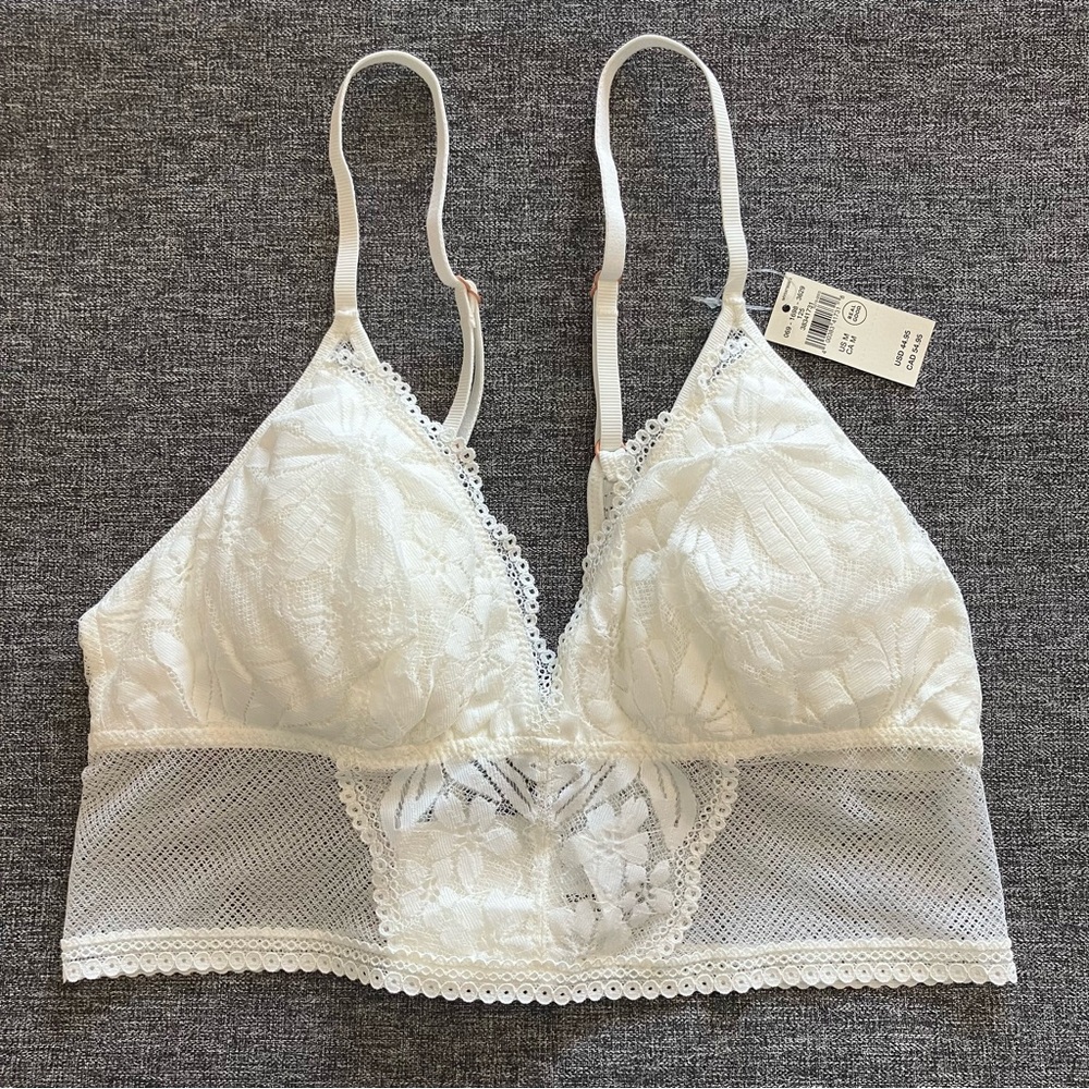 ✨4.99 SHIP✨ NWT Aerie Hibiscus Lace Padded Longline Bralette Floral Bra M - Picture 3 of 10